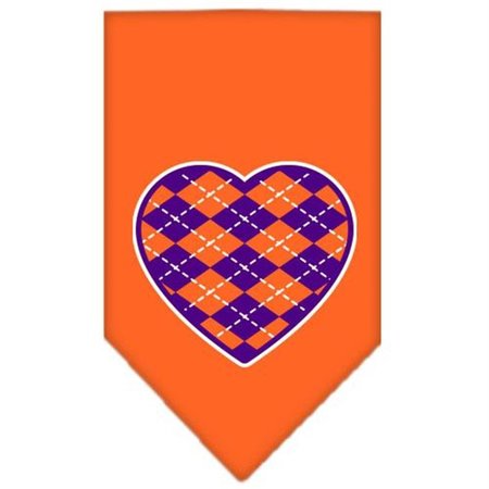 UNCONDITIONAL LOVE Argyle Heart Purple Screen Print Bandana Orange Small UN847745